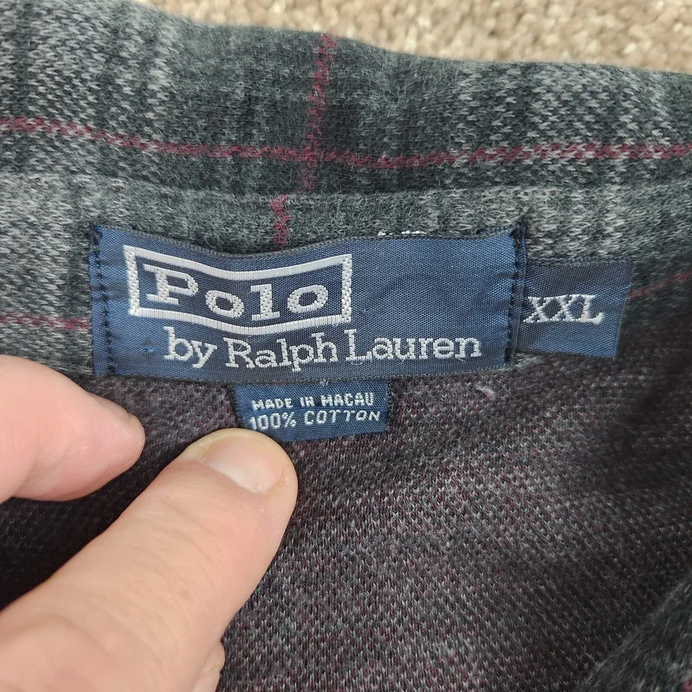 Polo Ralph Lauren Blue Plaid‎ Short Sleeve Polo Golf Shirt XXL 2XL Flannel